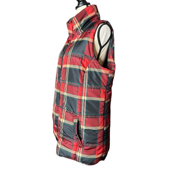 Cato Women's Puffer Vest in Orange Blue Plaid Full Zipper Size 14/16 Women's - Picture 3 of 7